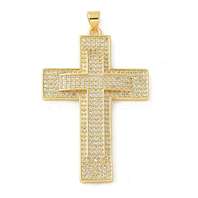 Brass Micro Pave Cubic Zirconia Pendants KK-U053-17G-01-1