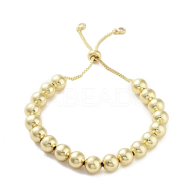 Adjustable Brass Round Beaded Slider Bracelets BJEW-D039-31C-G-1