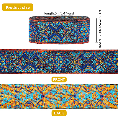 Ethnic 5M Style Embroidery Polycotton Ribbons OCOR-FG0001-42C-1