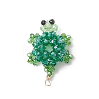 3D Electroplate Glass Seed Beaded Tortoise Pendants PALLOY-MZ00674-1