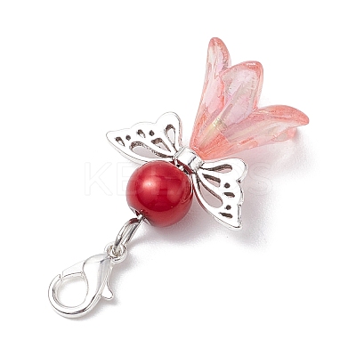 Angel Acrylic & Glass Pearl Pendant Decorations HJEW-JM02364-02-1