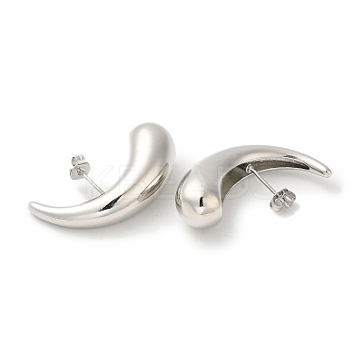 Rack Plating Brass Teardrop Stud Earrings for Women EJEW-D073-01P-1