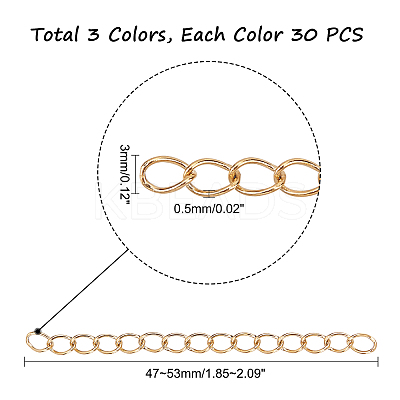 90Strands 3 Colors 304 Stainless Steel Chain Extender STAS-UN0032-29-1