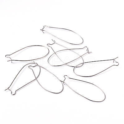 Platinum Color Brass U-Shaped Hoop Earrings Findings Kidney Ear Wires X-EC221-4NF-1