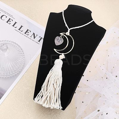 Natural Rose Quartz Heart Pendant Decoration HJEW-WH0043-20B-1