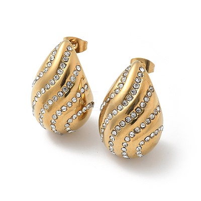 304 Stainless Steel Teardrop Stud Earrings EJEW-B108-07G-1