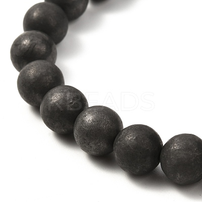 8mm Matte Round Natural Shungite Beads Energy Power Stretch Bracelet for Men Women BJEW-JB07069-1