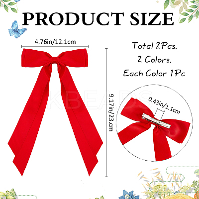 Big Bowknot Polyester Alligator Hair Clips AJEW-CP0008-42B-03-1
