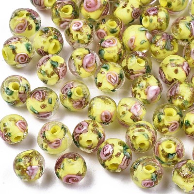 Handmade Gold Sand Lampwork Beads LAMP-S194-001H-1