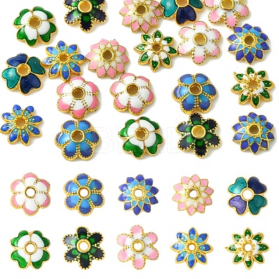 20Pcs 10 Styles Alloy Enamel Bead Caps FIND-YW0006-68-1