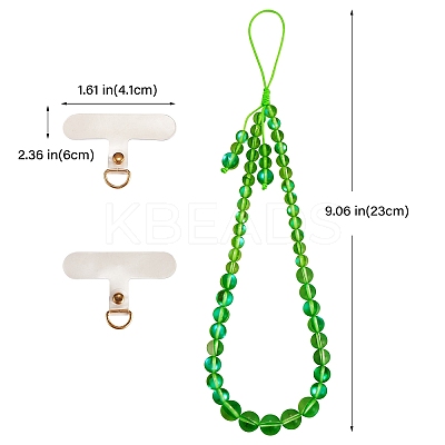 Round Synthetic Moonstone Beaded Mobile Straps HJEW-SW00042-02-1