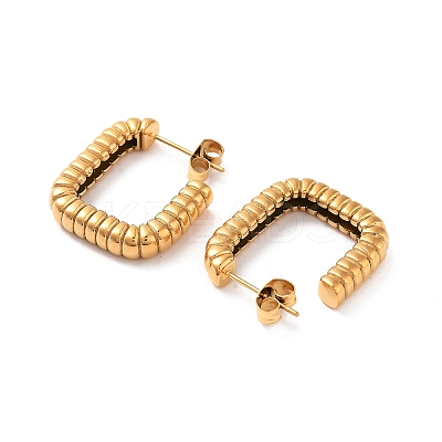 Ion Plating(IP) 304 Stainless Steel Rectangle Stud Earrings for Women STAS-S147-01G-1