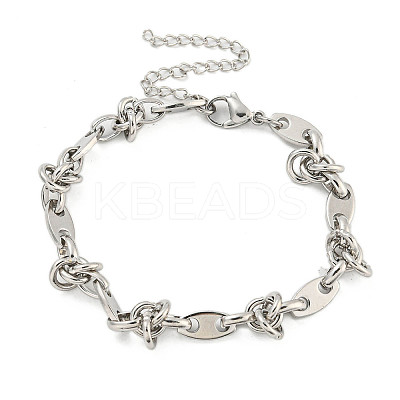 Non-Tarnish 304 Stainless Steel Oval Link Chains Bracelets for Men & Women LS-BJEW-D042-19P-1