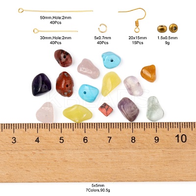 DIY Mixed Stone Chip Beads Earrings Making Kit DIY-FS0002-38-1