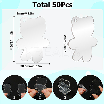 50Pcs Transparent Acrylic Disc Pendants ZXFQ-SC0001-02A-1