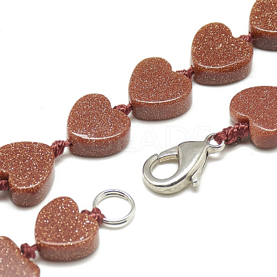 Synthetic Goldstone Beaded Necklaces NJEW-S403-08-1
