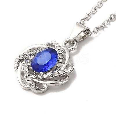 Rhinestone Flower Pandant Necklace with Cable Chains NJEW-K247-01P-1
