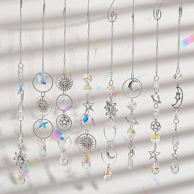 DIY Moon Star Hanging Suncatcher Making Kits DIY-SC0030-72-1
