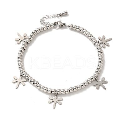 Tarnish Resistant 304 Stainless Steel Dragonfly Charm Bracelet with 201 Stainless Steel Round Beads for Women BJEW-B057-22P-1