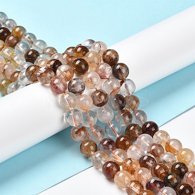 Natural Yellow Hematoid Quartz/Golden Healer Quartz Beads Strands G-P497-02C-02-1