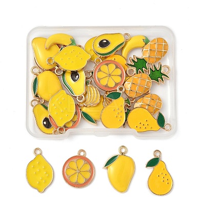 32Pcs 8 Styles Rack Plating Alloy Enamel Pendants ENAM-FP0002-90-1