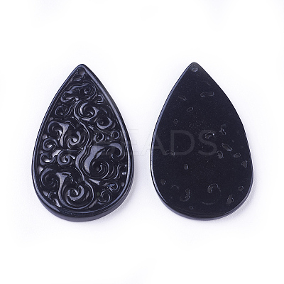 Carved Natural White Jade Pendants G-L495-40A-1