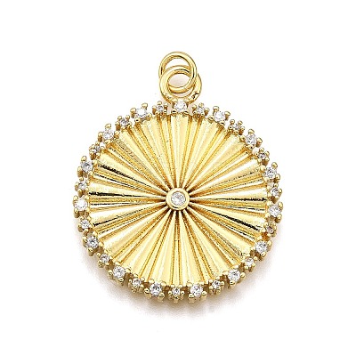 Rack Plating Brass Micro Pave Cubic Zirconia Pendants X-KK-K401-79G-1