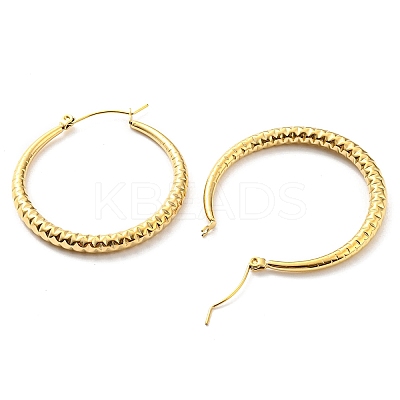 304 Stainless Steel Grooved Hoop Earrings EJEW-B023-18G-1