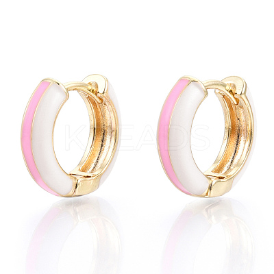 Brass Huggie Hoop Earrings EJEW-S209-07E-1