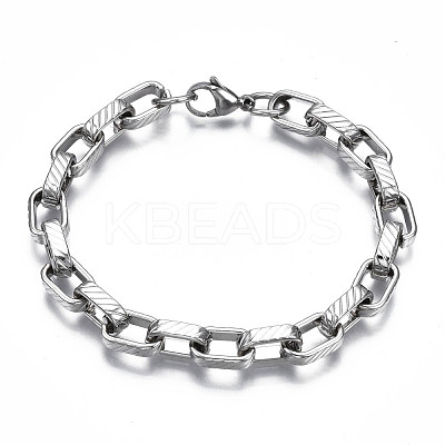 Non-Tarnish 201 Stainless Steel Chunky Cable Chain Bracelet for Men Women BJEW-S057-75-1