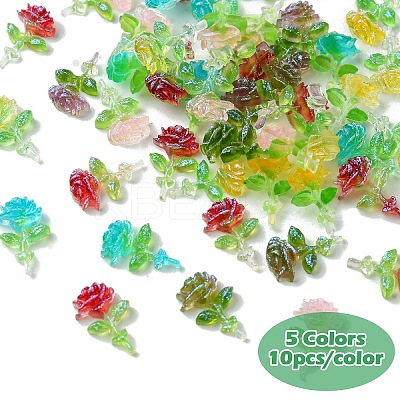 50Pcs 5 Colors Transparent Resin Decoden Cabochons RESI-YW0001-66-1