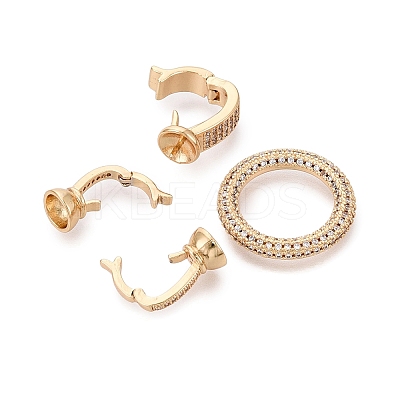Brass Micro Pave Clear Cubic Zirconia Fold Over Clasps KK-Q074-19G-1