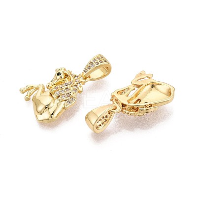 Brass Micro Pave Clear Cubic Zirconia Pendants KK-T075-85G-1