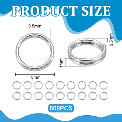500Pcs Non-Tarnish 304 Stainless Steel Split Rings STAS-UN0065-26P-01-1
