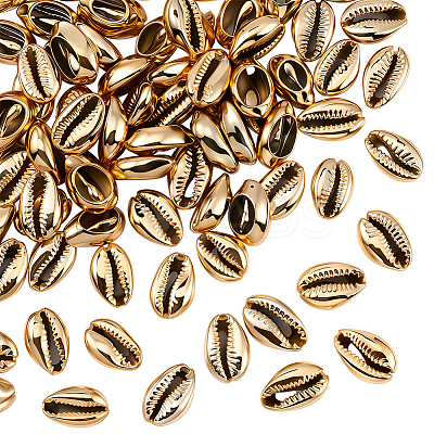 80Pcs Electroplated Natural Cowrie Shell Beads BSHE-LT0001-06G-1