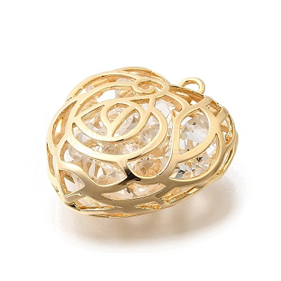 Brass with Cubic Zirconia Pendants KK-E792-30G-03-1