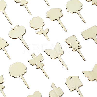 60Pcs 12 Styles Wood Pieces WOOD-CJ0002-05-1