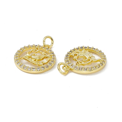 Real 18K Gold Plated Brass Micro Pave Clear Cubic Zirconia Pendants KK-E068-VB409-11-1