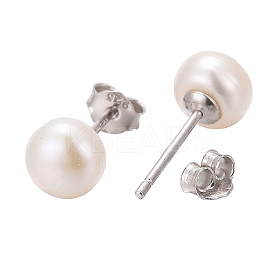 Anti-Tarnish Pearl Ball Stud Earrings EJEW-Q701-01A-1