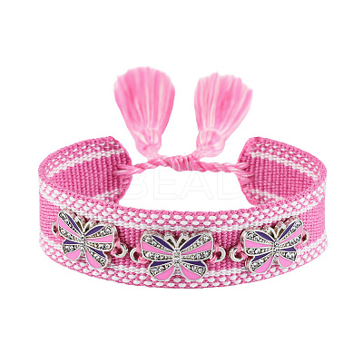 Butterfly Adjustable Polyester & Alloy & Resin Enamel & Rhinestone Slider Bracelets FS-WG9985D-07-1
