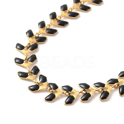 Enamel Ear of Wheat Link Chains Bracelet BJEW-P271-02G-01-1
