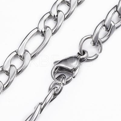 Non-Tarnish 304 Stainless Steel Figaro Chain Necklaces NJEW-H445-20P-1