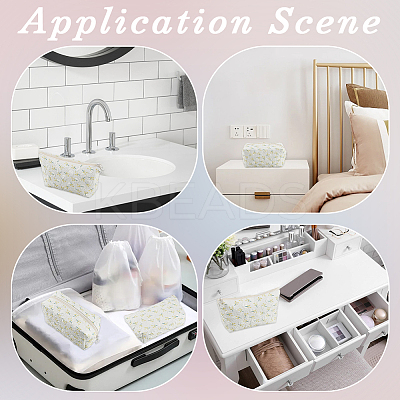 2Pcs 2 Styles Portable Travel Polyester Cosmetic Zipper Storage Clutch Bags ABAG-CY0001-01D-1