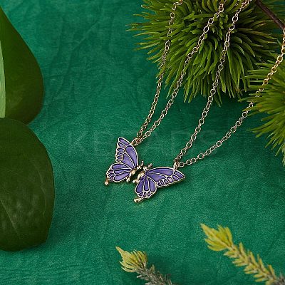 2Pcs Matching Butterfly Pendant Necklaces Set JN1033A-1-1
