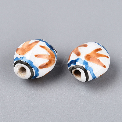 Handmade Porcelain Printed Beads PORC-T133-04-1
