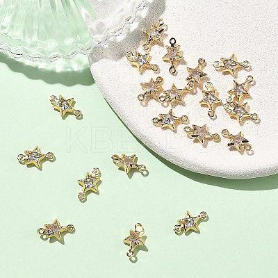 SHEGRACE Brass Pave Cubic Zirconia Star Connector Charms XGRQ2O602-441A-G-1
