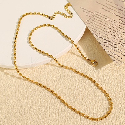 304 Stainless Steel Rice Link Chain Necklaces for Women NJEW-U045-04G-1