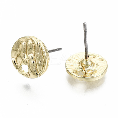Rack Plating Hammered Alloy Stud Earring Findings PALLOY-N155-69-NR-1