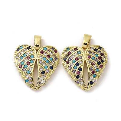 Brass Micro Pave Cubic Zirconia Pendants KK-F903-09G-1