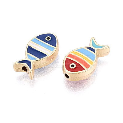 Light Gold Tone Alloy Enamel Beads FIND-N011-13KCG-1